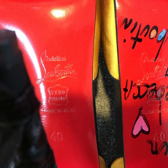 Christian Louboutin Mustard-Gold and Black Heels - Picture 16 of 16